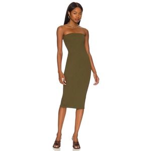 superdown Lilian Strapless Dress in Dark Olive